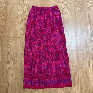Liz Baker Pink and Purple Smocked Maxi Skirt